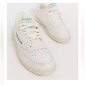 Vintage Reebok Club C sneakers in chalk with turquoise detail Size 8.5